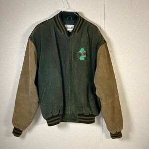 genuine suede preppy tan green bomber varsity jacket avalanche size xl